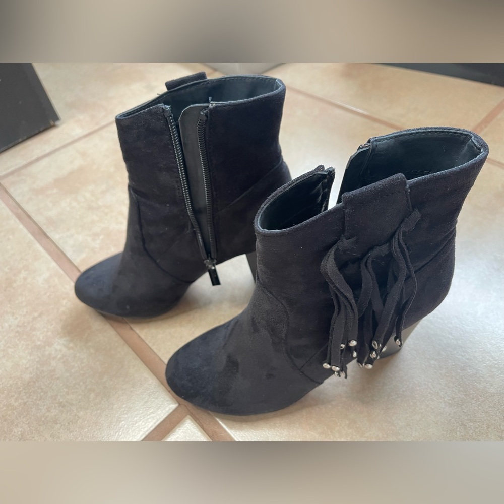 Breckelle Black boots, never worn, black suede with bead detail.